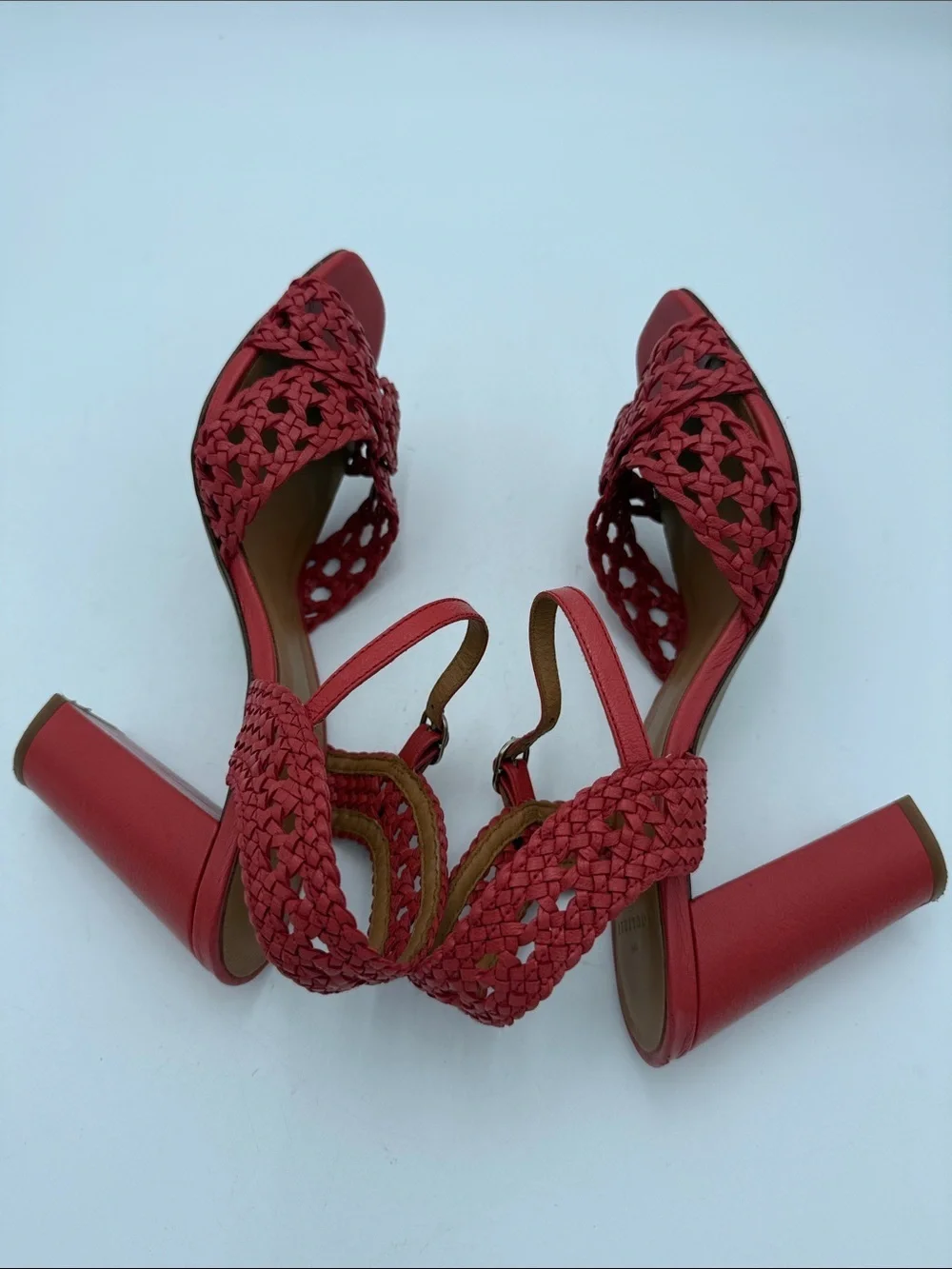 Sezane Les souliers Halix Women’s leather sandals Braided Block Heels event Y2K
